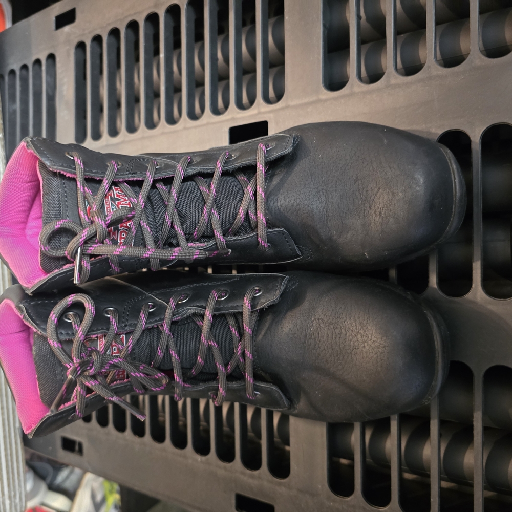 Brahma Black and Pink Combat Moto Boots with Durable Design - Picture 2 of 8